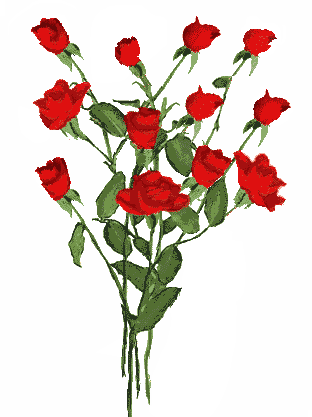 Прикольная открытка с днем святого Валентина: красивая картинка букета алых роз с анимацией