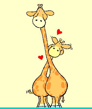 Прикольная валентинка на день влюбленных: анимационная картинка с двумя жирафами