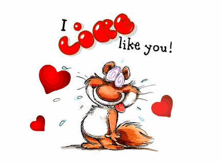 Ты мне нравишься! - прикольная анимационная открытка гиф на День святого Валентина