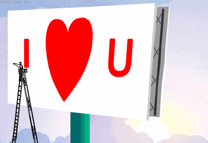 Прикольная гиф открытка ко дню святого Валентина: Я тебя люблю!