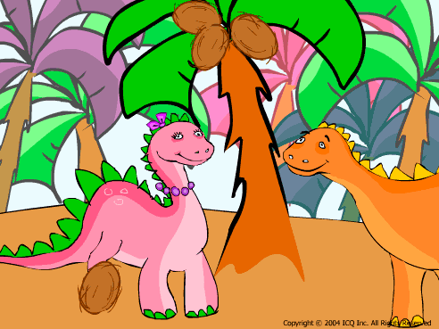 Валентинка гифка с двумя динозаврами: Ты моя первая настоящая любовь!